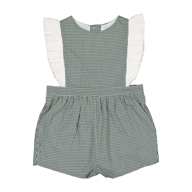 Gingham Ruffle Collar Romper, Black and White Colettine Rompers