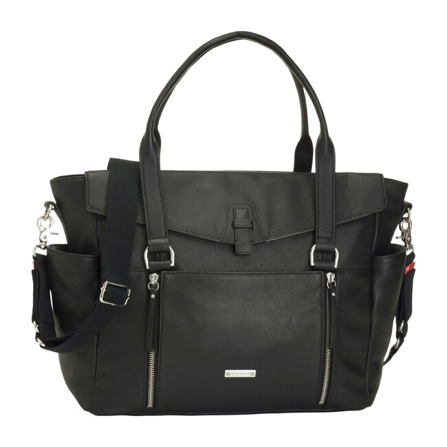 Emma Leather Diaper Bag, Black - Diaper Bags - 1
