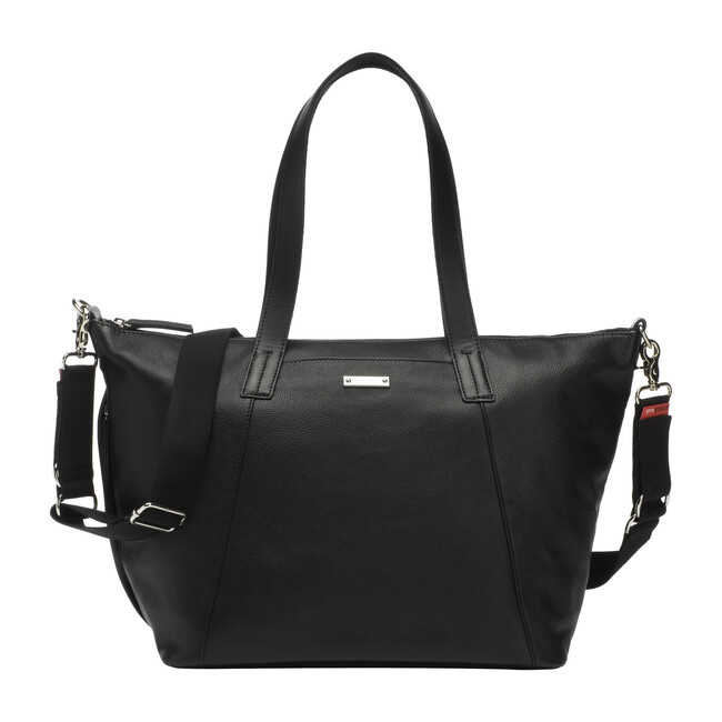 Noa Leather Diaper Bag, Black - Diaper Bags - 1