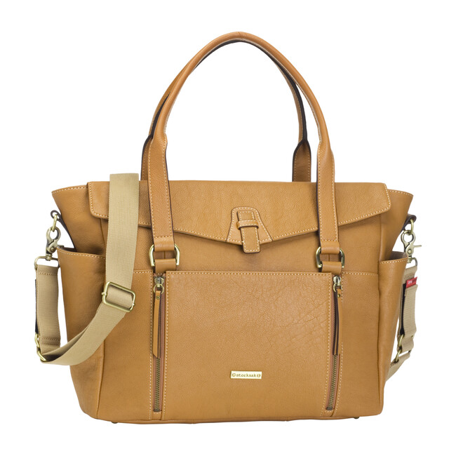 Emma Leather Diaper Bag, Tan - Diaper Bags - 1