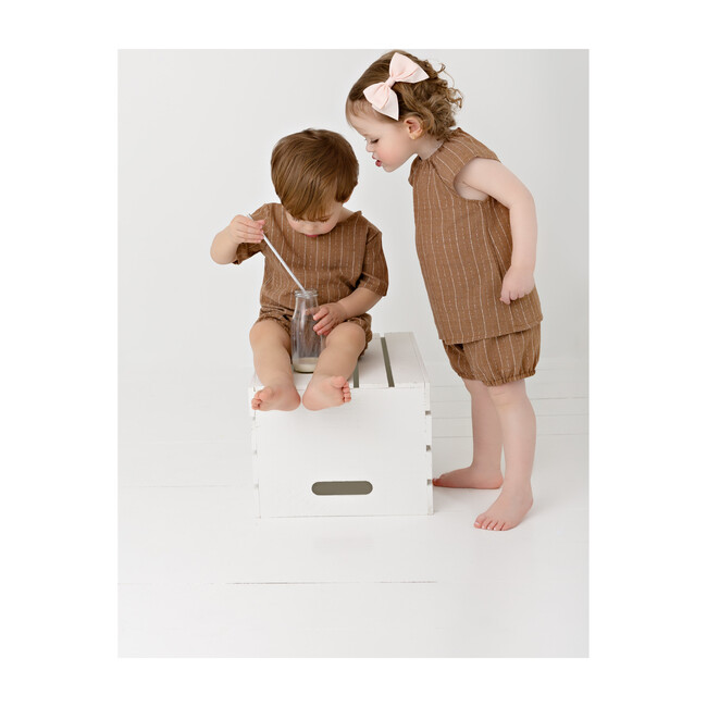 Linen Girl Set, Biscuit Stripe - Loungewear - 2