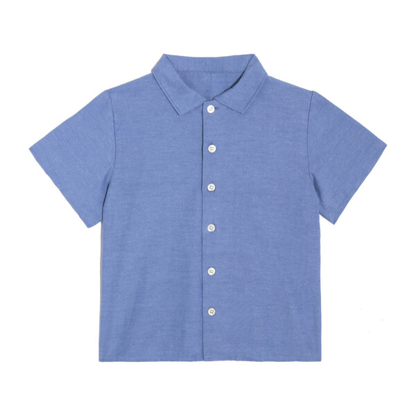 Ollie Short Sleeve Button Down, Blue Oxford - Maison Me Tops | Maisonette