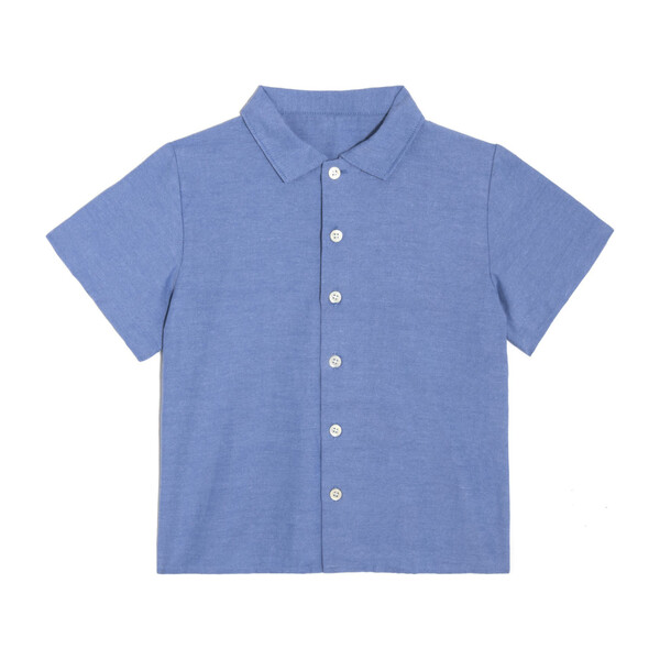 Ollie Short Sleeve Button Down, Blue Oxford