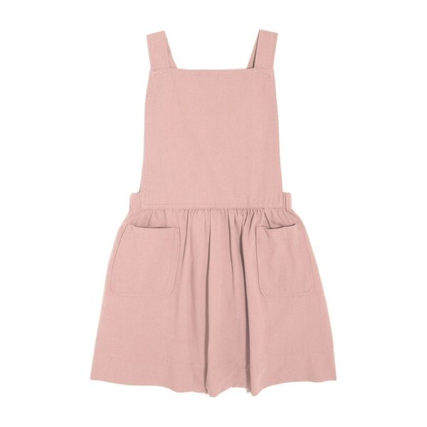 Millie Overall Dress, Blush Pink Twill