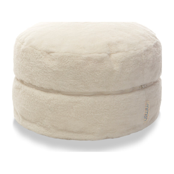 Exposed Zipper Sherpa Storage Pouf, Vanilla Bean