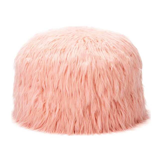 Himalaya Faux Fur Storage Pouf, Dusty Blush