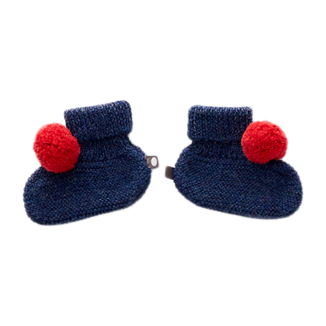 Indigo Pom Pom Booties - Booties - 1