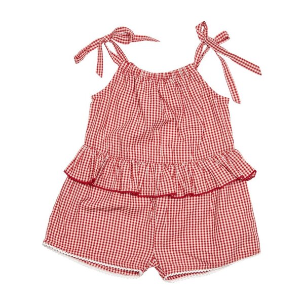 Johanna Jumper, Red Gingham - Pink Chicken Rompers | Maisonette