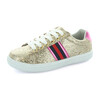 Olivia Side Stripe Sneaker, Gold Glitter - Sneakers - 1 - thumbnail