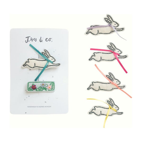 Bunny Hair Clip Set, Yellow