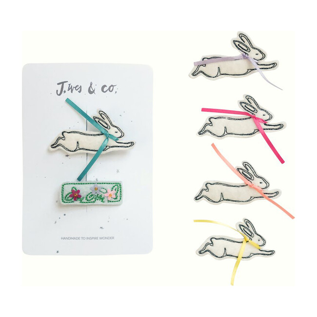 Bunny Hair Clip Set, Yellow