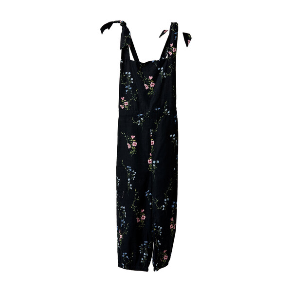 Flower Patch Overalls, Black Floral