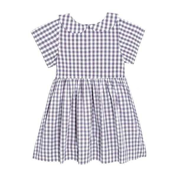 Eloise Baby Dress, Grey Gingham