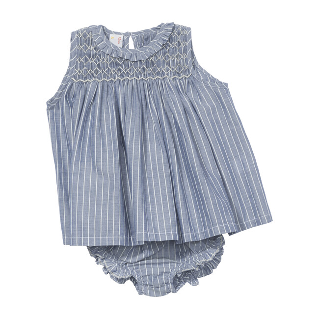 Nora Baby Dress, Clipped Chambray