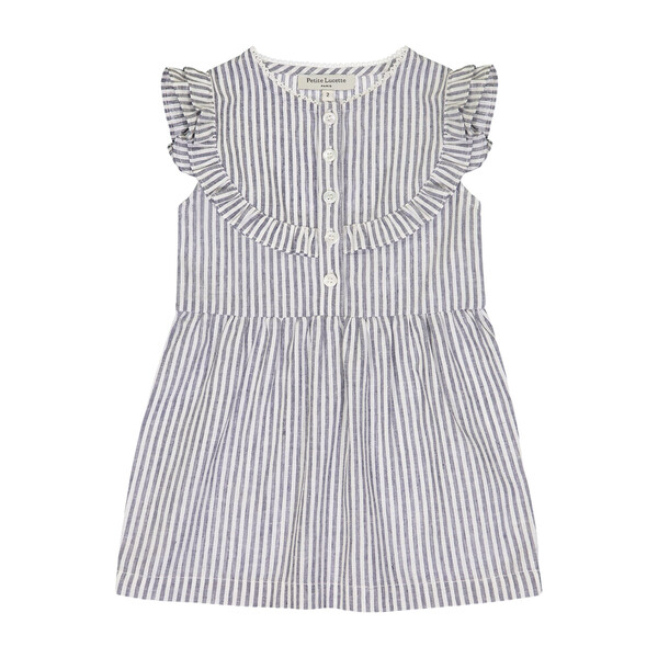 Brigitte Dress, Grey Stripes
