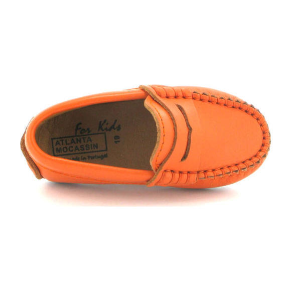 Toddler Penny Mocassin in Smooth Leather, Orange - Slip Ons - 5
