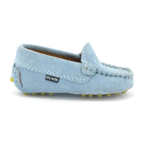 Baby Plain Vamp Mocassin in Suede, Sky Blue - Slip Ons - 1