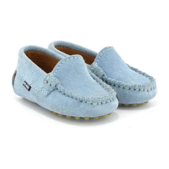 Baby Plain Vamp Mocassin in Suede, Sky Blue - Slip Ons - 2