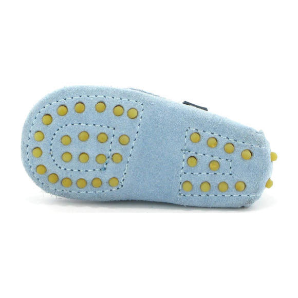 Baby Plain Vamp Mocassin in Suede, Sky Blue - Slip Ons - 6