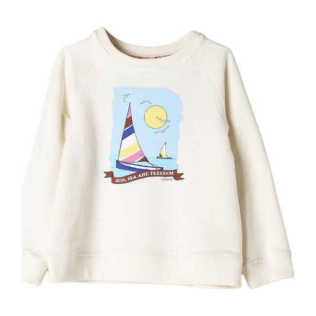 Sailboat Sweatshirt, Yellow - Sweatshirts - 1