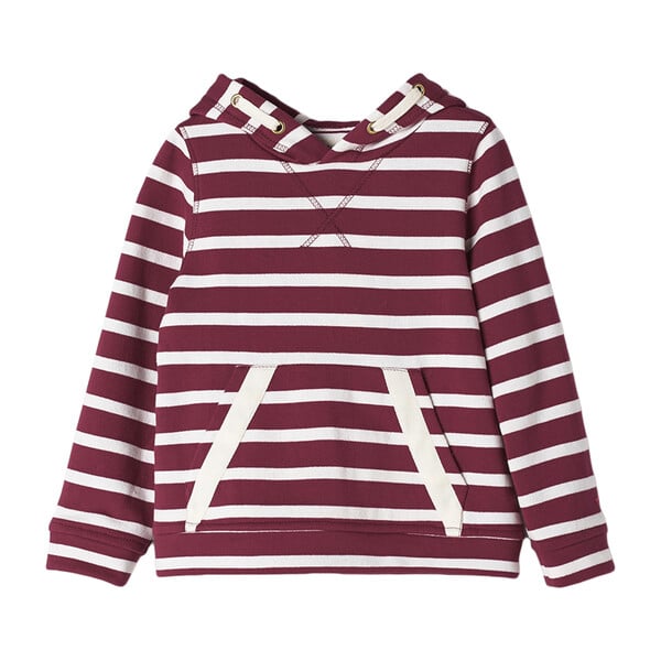 Striped Hooded Sweatshirt, Red