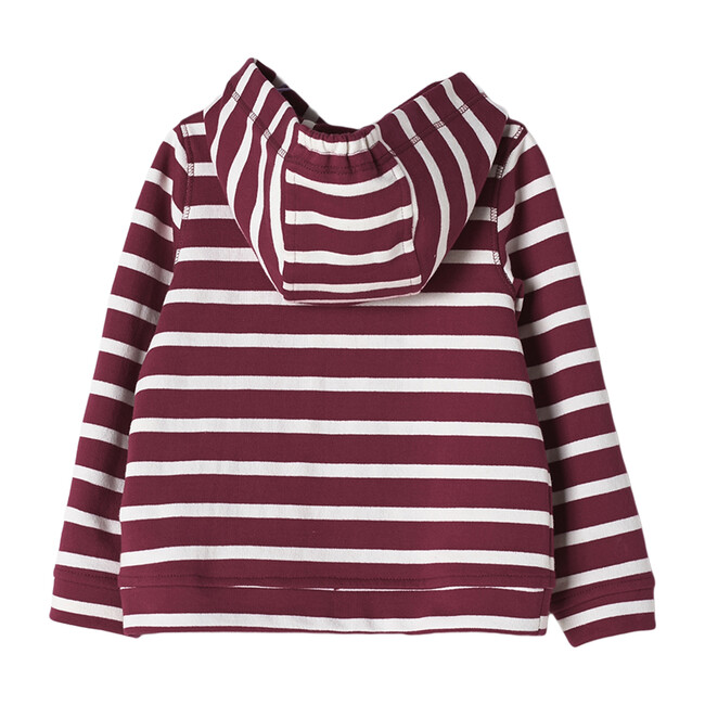 Striped Hooded Sweatshirt, Red - Sweatshirts - 2