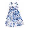 Toile De Jouy on Cotton Smocking Day Dress, Blue - Dresses - 2