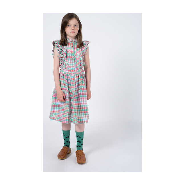 Organic Vichy Ruffles Dress, Blanc de Blanc - Dresses - 3