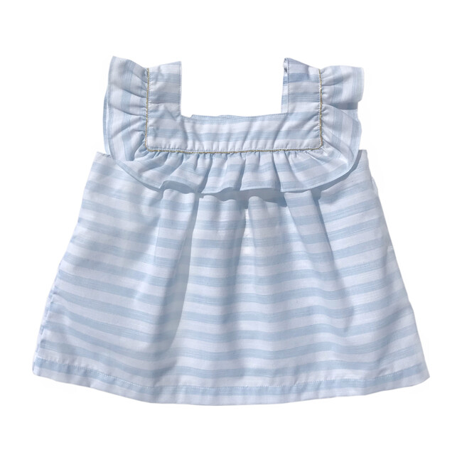 *Exclusive* Napoli Blouse, Blue Stripes - Blouses - 1