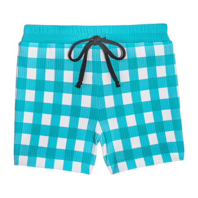 *Exclusive* Boy Shorts, Mint Gingham - Swim Trunks - 1