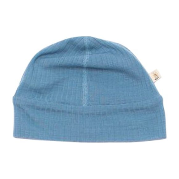 Merino Wool Ribbed Beanie, Blue