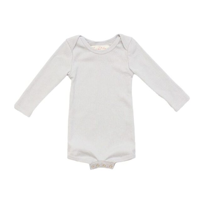 Long Sleeve Crawler with Snaps, Pale Gray