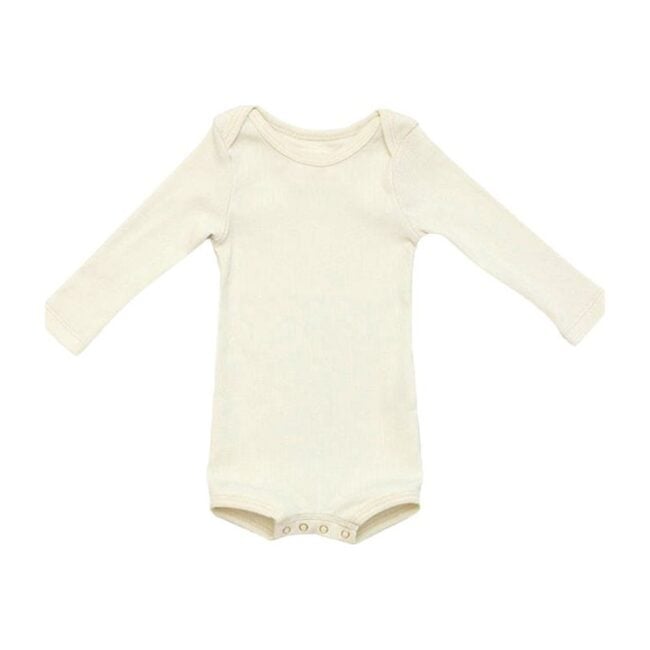 Long Sleeve Crawler with Snaps, Sand