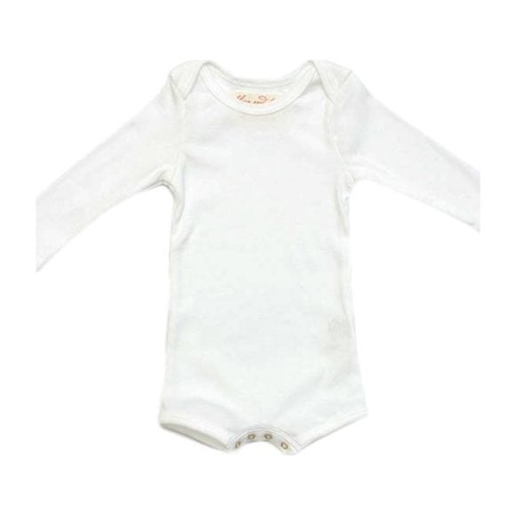 Long Sleeve Crawler with Snaps, White