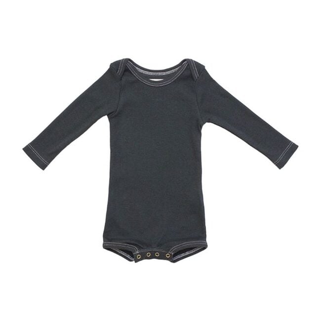Long Sleeve Crawler with Snaps, Charcoal