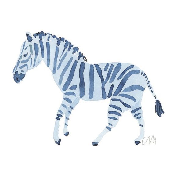 Indigo Zebra, 11".x 14" (Unframed) - Art - 2