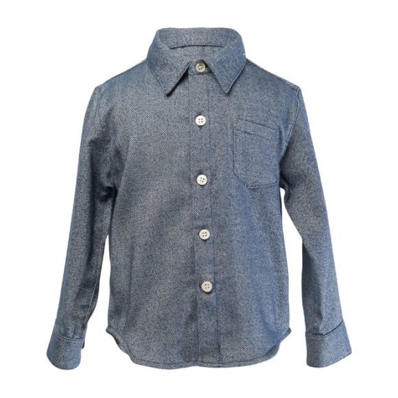 Hopper Shirt, Navy Herringbone Flannel - Shirts - 1