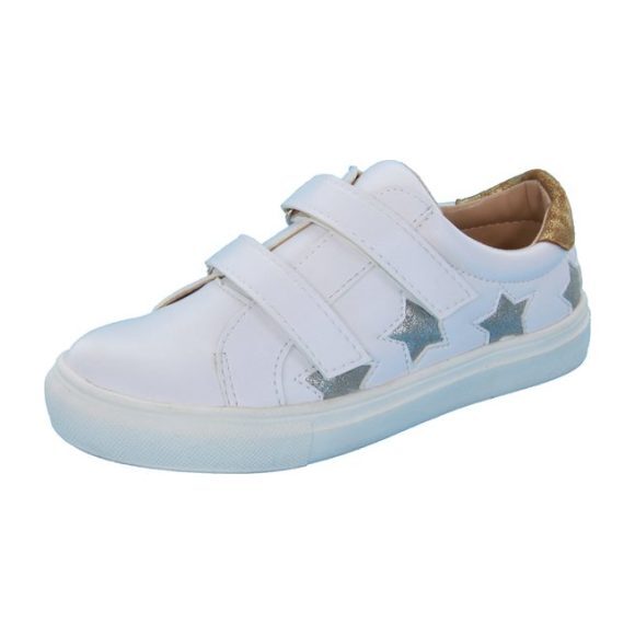 Star Velcro Sneaker, White \u0026 Silver 