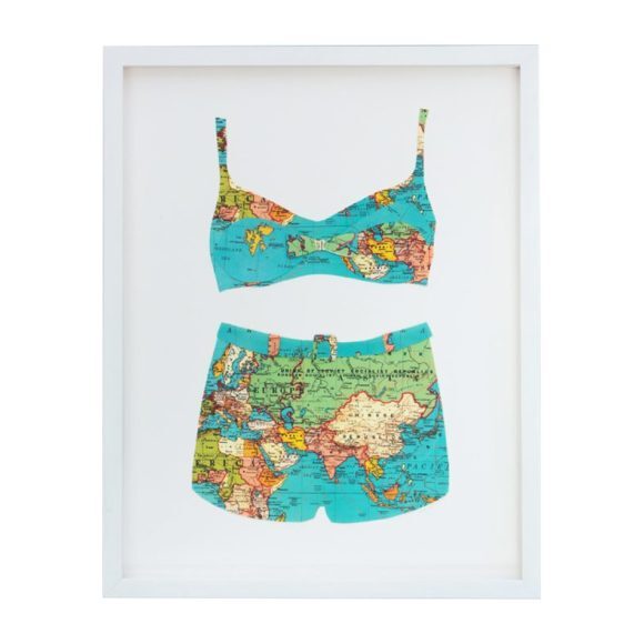 Folded Paper Map Bathing Suit: Global Map - Art - 1