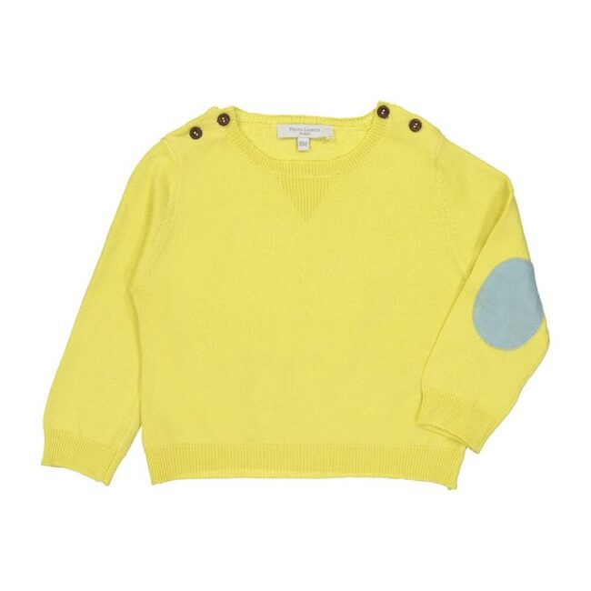 Alfredo Baby Sweater, Lemon Yellow - Sweaters - 1