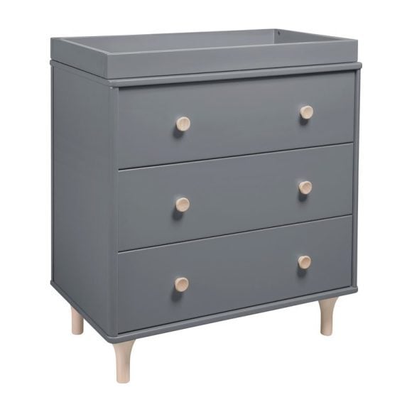 Lolly 3-Drawer Changer Dresser with Removable Changing Tray, Grey - Dressers - 1