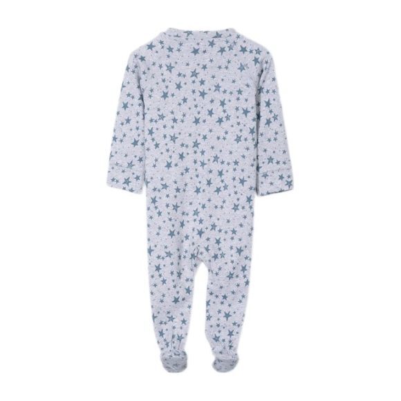 Bitsy Star Printed Footie with Asymetrical Zipper, Grey - Onesies - 2