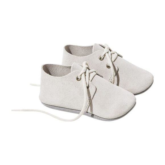 Italian Suede Baby Oxford, White - Lace-Ups - 4