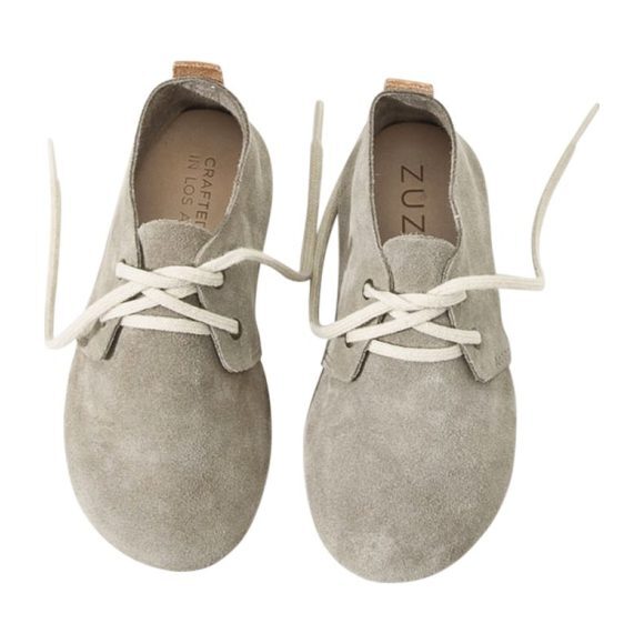 Italian Suede Kids Oxford, Dove - Lace-Ups - 4