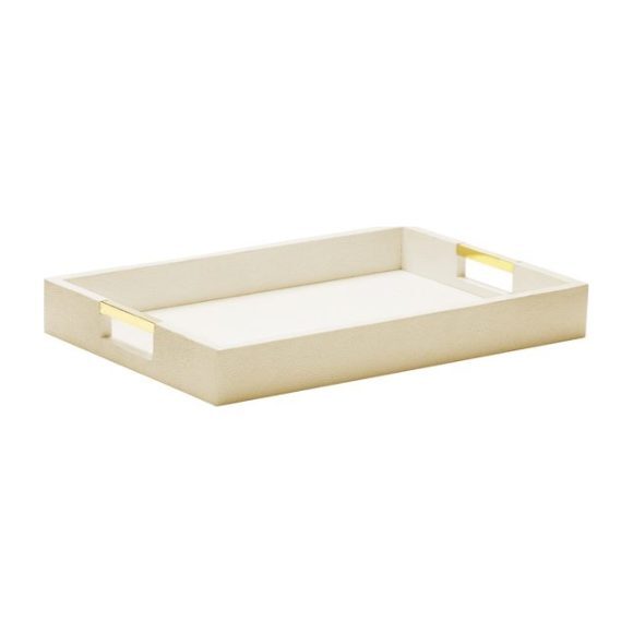 Modern Shagreen Desk Tray, Cream