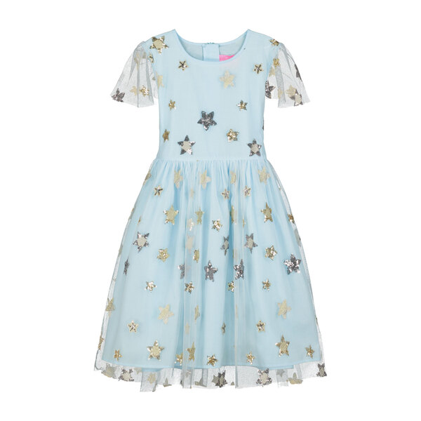 Aster Blue Sequin Star Girls Party Dress - Kids Girl Clothing Dresses ...