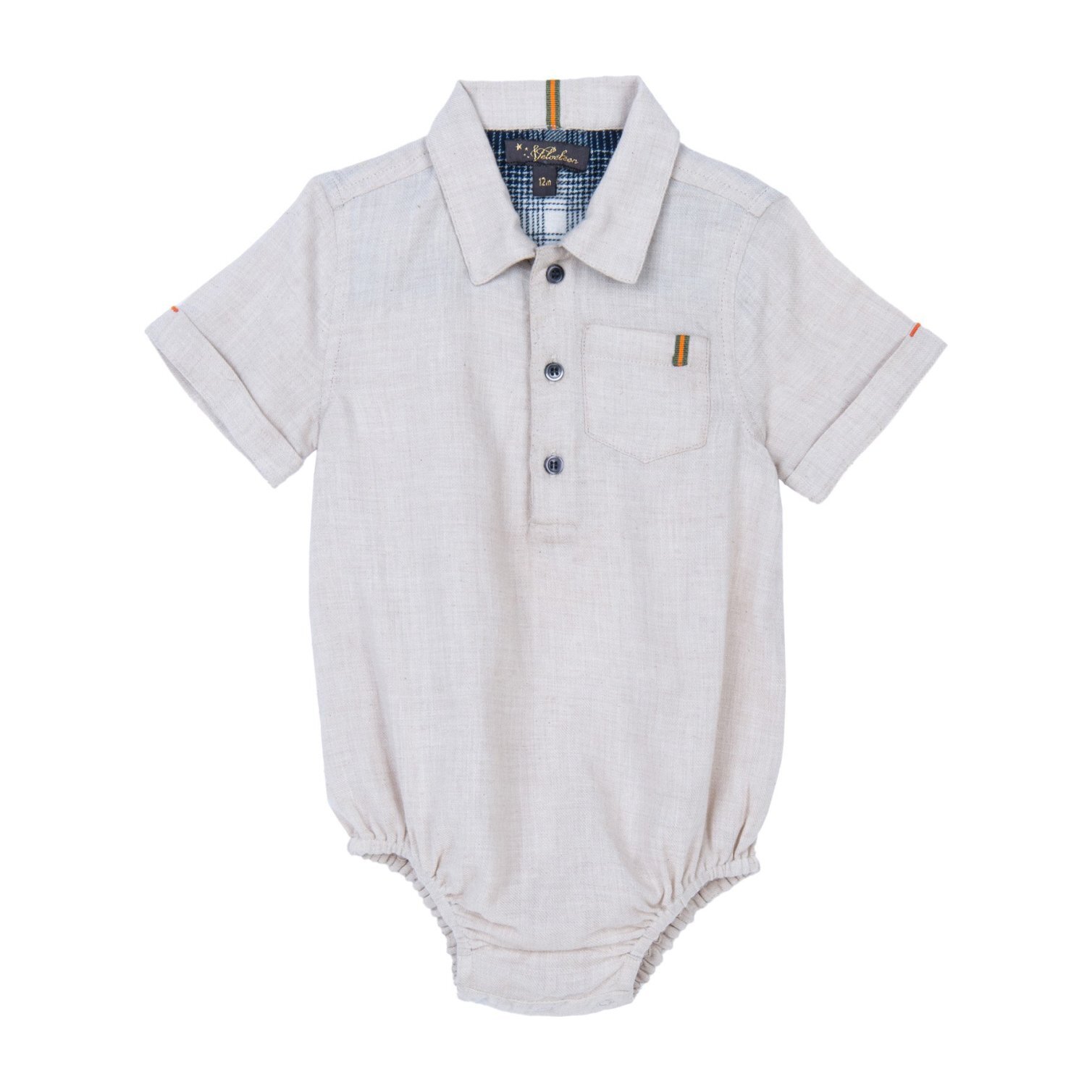 Ethan Onesie, Natural Flannel Baby Boy Clothing Rompers