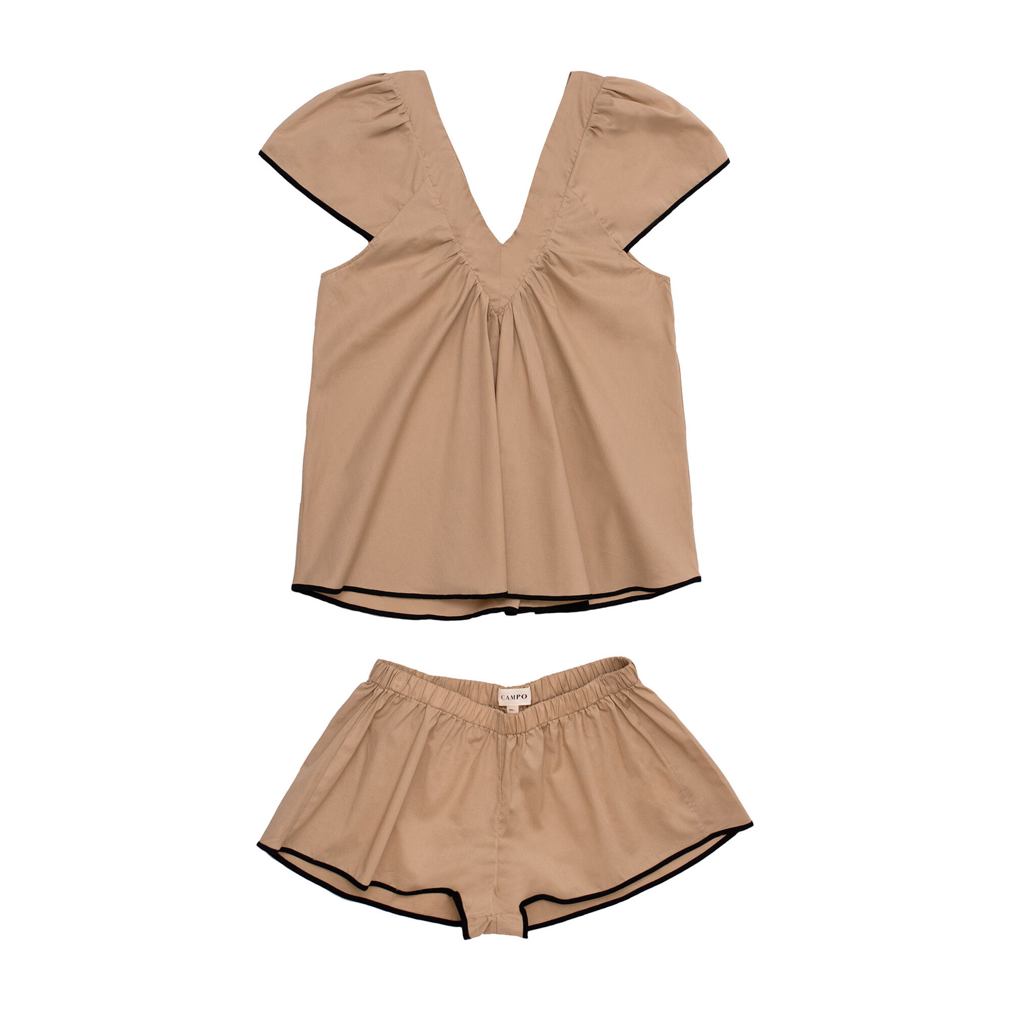 Women's Bianca Pajama Set, Tan - Pajamas - 1
