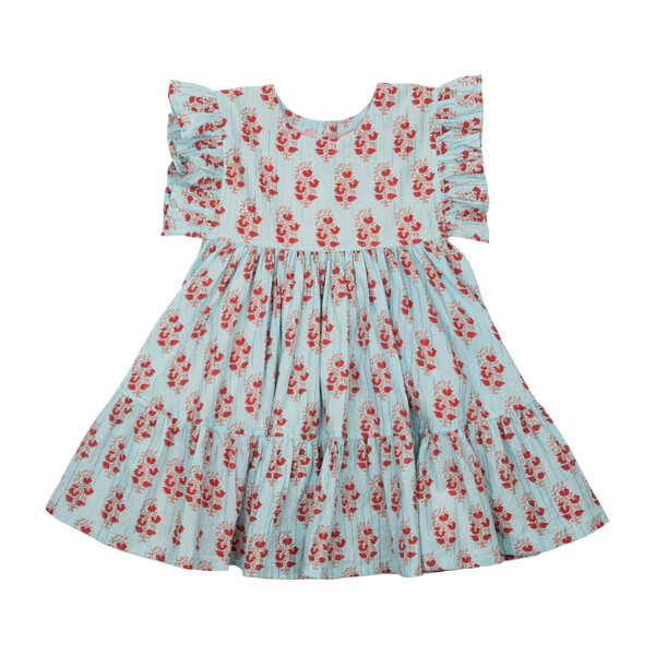 Kit Dress, Milky Blue Vintage Floral