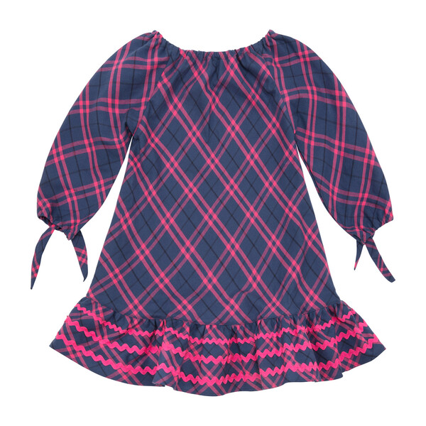Zoey Dress, Navy Plaid Flannel - Kid Mashburn Dresses | Maisonette